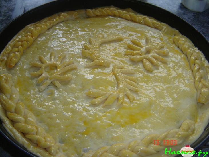 Пирог с картофельно-творожно-грибной начинкой