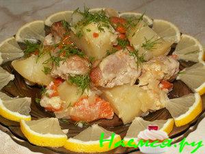 Картошка со свининой в сметане