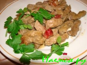 Печень говяжья с вишней