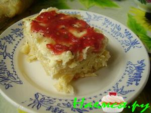 Запеканка с макаронами и брынзой