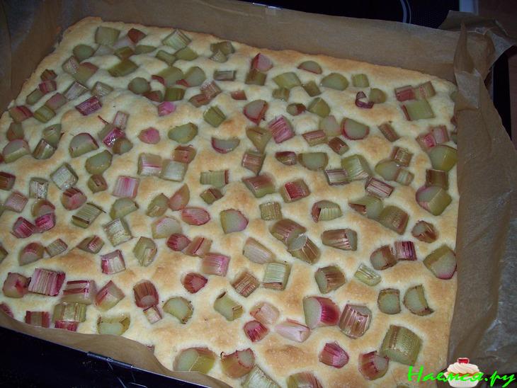 Пирог с ревенем и клубникой