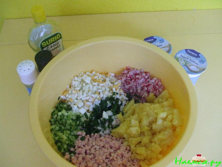 Окрошка на сливках с газированной минеральной водой