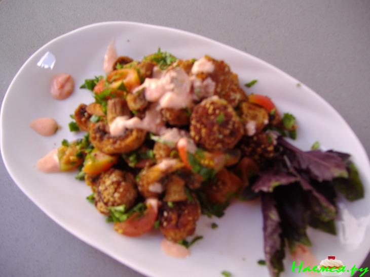 Салат с фаршем и грибами "Экспромт"