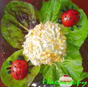 Нежный салатик "Божья коровка на цветочке"