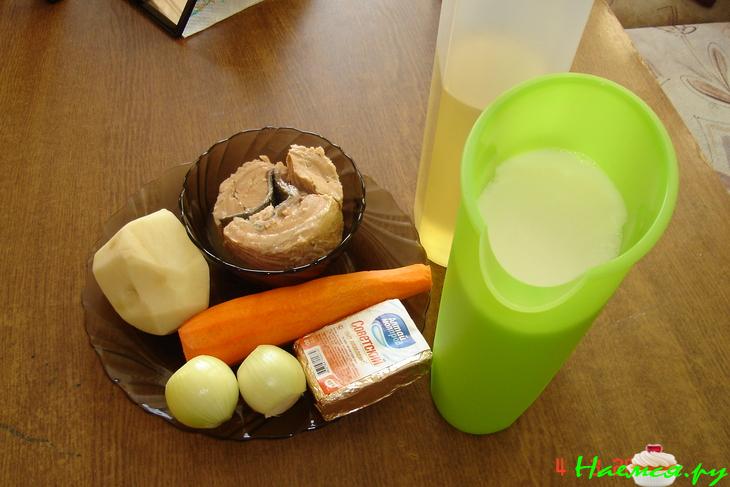 Рыбный супчик с консервированной горбушей