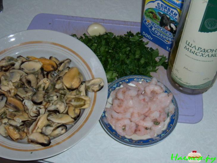 Суп с мидиями и креветками