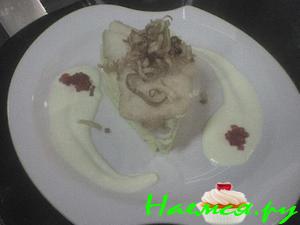 Палтус на картофельной подушке