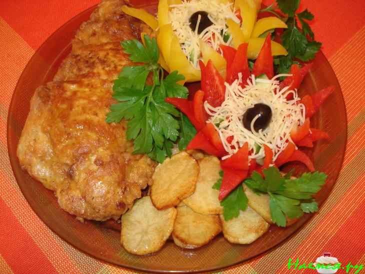 Фаршированная отбивная в коньячно – горчичном маринаде