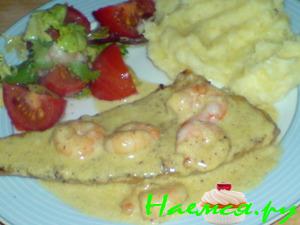 Судак под шафрано-креветочным соусом Судак под шафрано-креветочным соусом