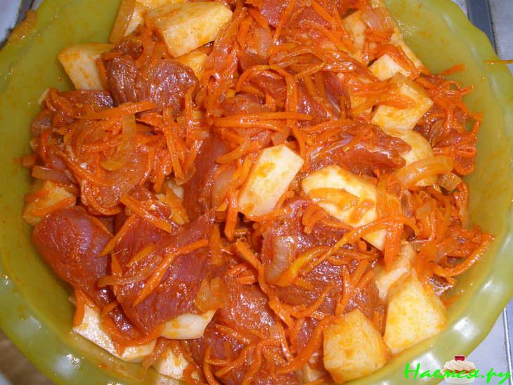 Мясо с картофелем в маринаде Мясо с картофелем в маринаде