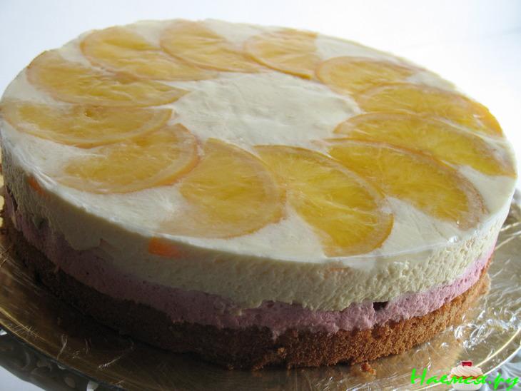 Торт с малиной и глазированными апельсинами «Солнышко для Иришки»