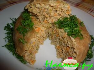 Печень с овощами на пару