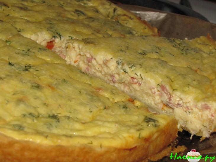 Киш с копчёными курицей и сыром