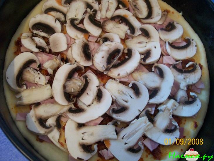 Пицца с куриным мясом и грибами Пицца с куриным мясом и грибами