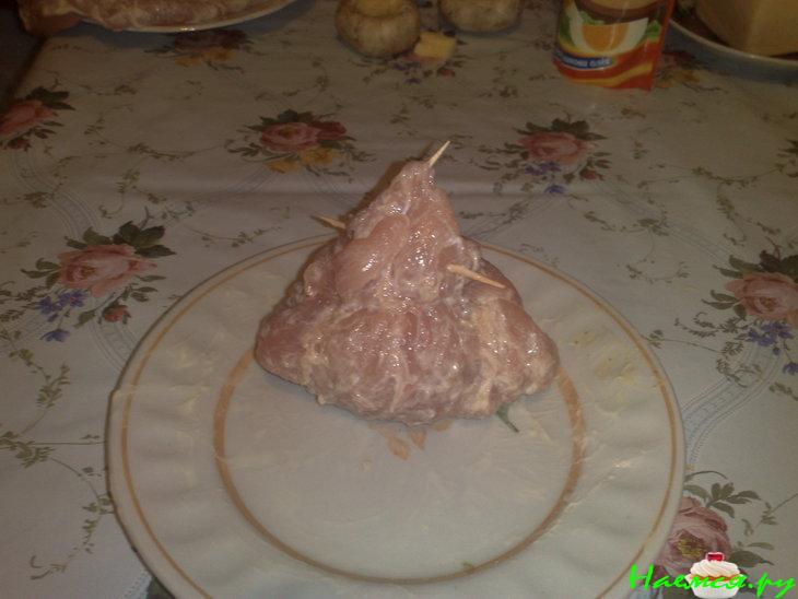 Куриные "мешочки" с шампиньонами и сыром