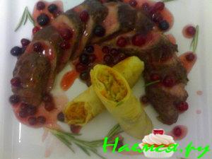 Вырезка оленя с брусничным соусом Вырезка оленя с брусничным соусом