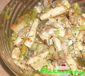Салат куриный с вешенками и спаржей
