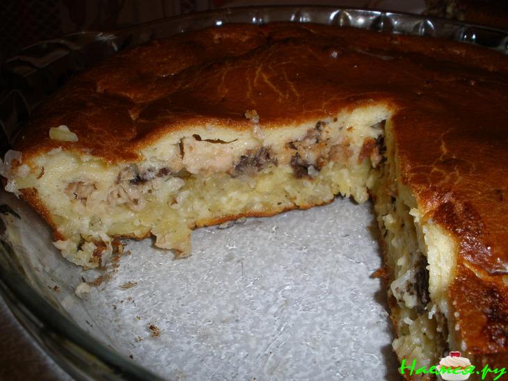 Пирог быстрый (с картошкой и рыбной консервой) Пирог быстрый (с картошкой и рыбной консервой)