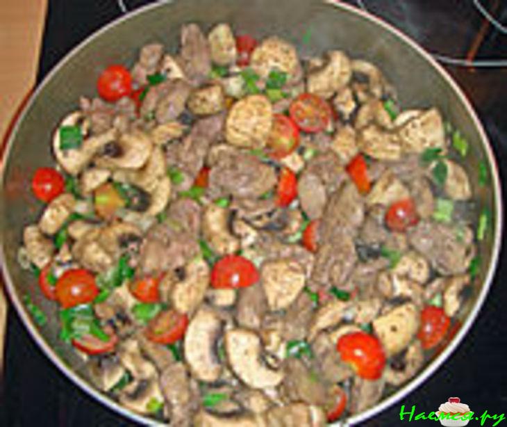 Индюшачья печень с грибами