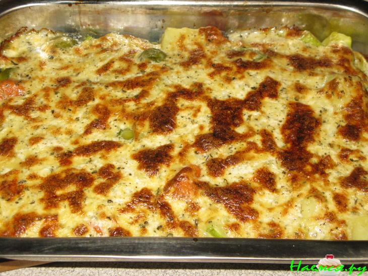 Овощи в сливках с сыром
