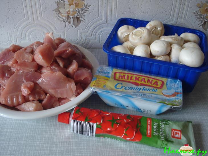 Мясо в сырном соусе