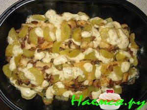 Филе окуня запеченное с картофелем и грибами Филе окуня запеченное с картофелем и грибами