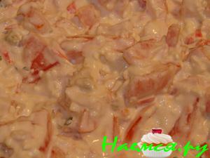 Салат "Красное море" с крабовыми палочками Салат "Красное море" с крабовыми палочками