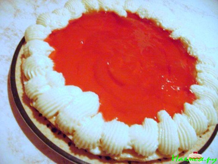 Торт "Юля" с персиком, грушей и физалисом