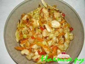Жаренные овощи с курицей