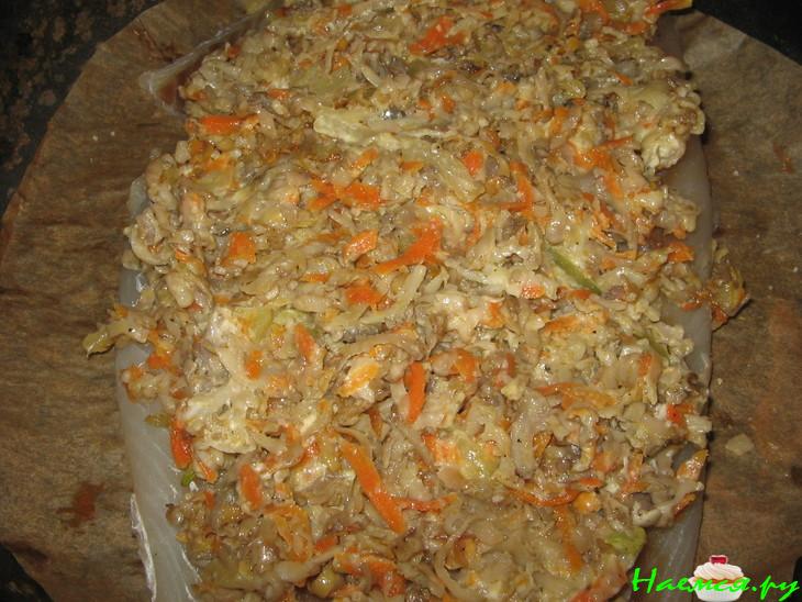 Рыба запеченная под грибным соусом Рыба запеченная под грибным соусом