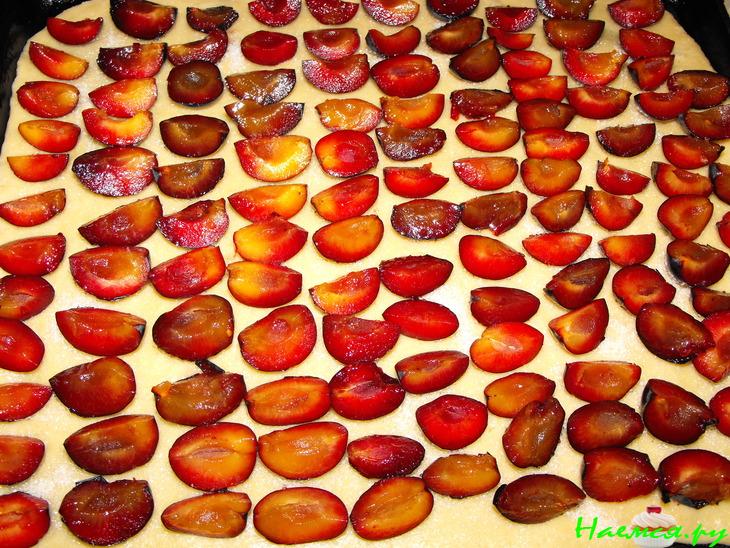 Сливовый пирог с решеткой из безе