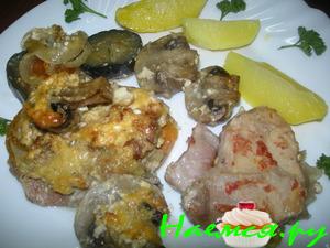 Мяско запеченное с баклажанами