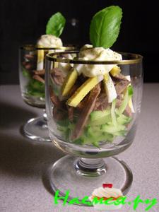 Салат из сердца с огурцом