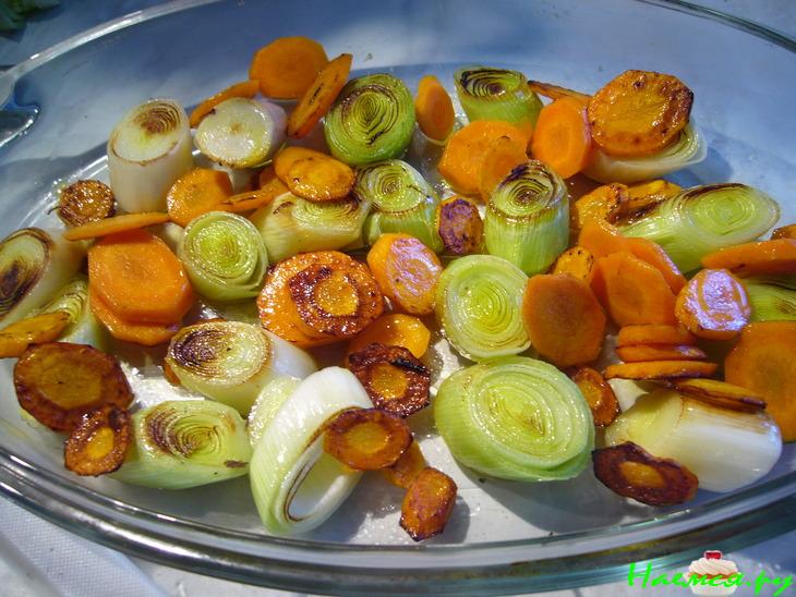 Гратен с пореем и рыбой