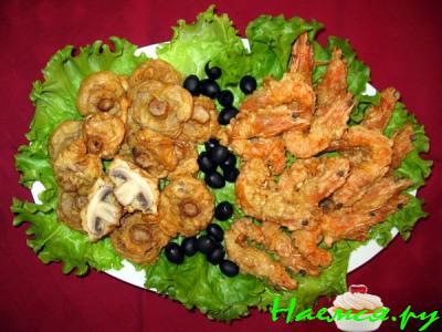 Королевские креветки в кляре