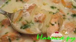 Сливочная ушица из семушки с шампанским Сливочная ушица из семушки с шампанским