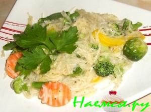 Паста в сливках с овощами