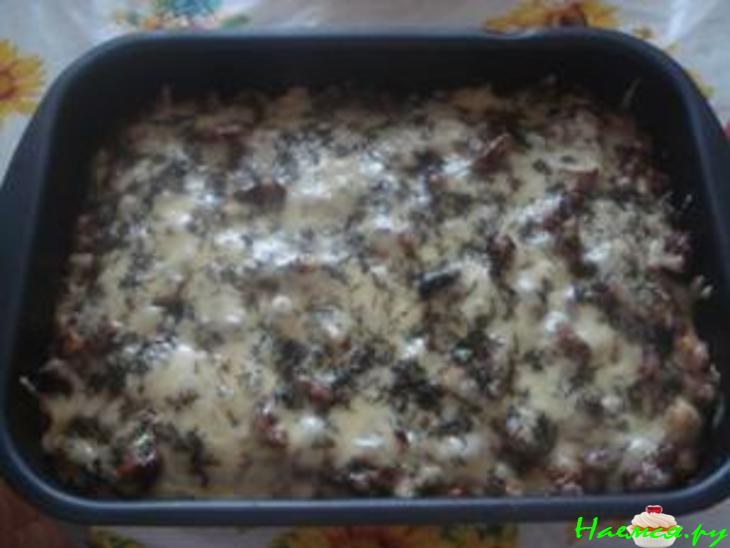 Запеканка из цветной капусты с грибами