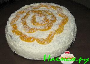 Торт 'Зимняя сказка' с персиками Торт 'Зимняя сказка' с персиками