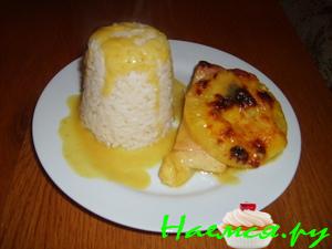 Шницель "по-гавайски" с соусом карри