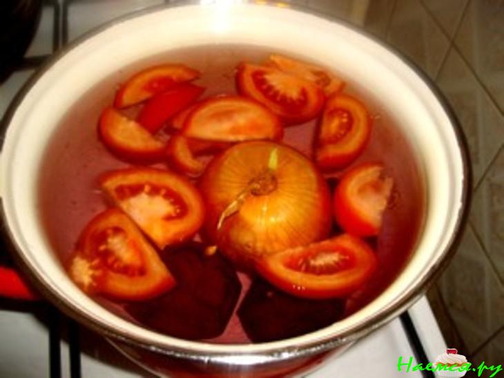 Постный борщ с черносливом