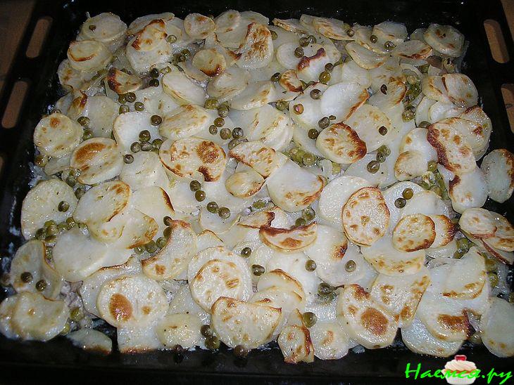 Мясо с зеленым горошком