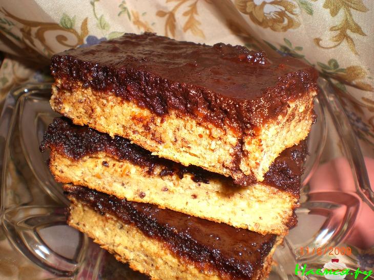 Манный пирог на ряженке с шоколадной заливкой