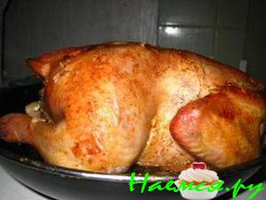 Курица, фаршированная рисом и грибами