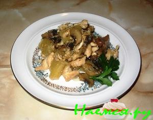 Рис+курица+шампиньоны+ананас