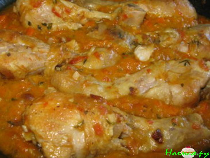 Курочка в белом вине-coq au vin (еще один упрощенный вариант)