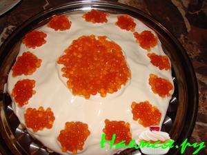 Торт "Закусочный" с лососем и творогом