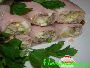 Рулетики ветчинные заливные Рулетики ветчинные заливные