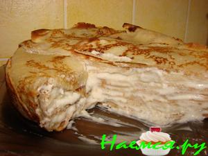 Простой Блинчатый торт с творогом