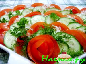 Салат простой с огурцами и помидорами